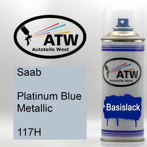 Saab, Platinum Blue Metallic, 117H: 400ml Sprühdose, von ATW Autoteile West.